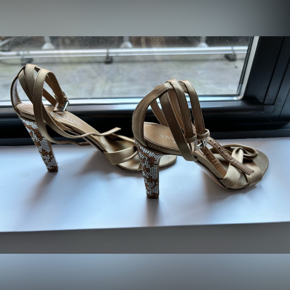 VALENTINO GARAVANI Satin Crystal Embellished Heeled Sandals - Picture 3 of 9
